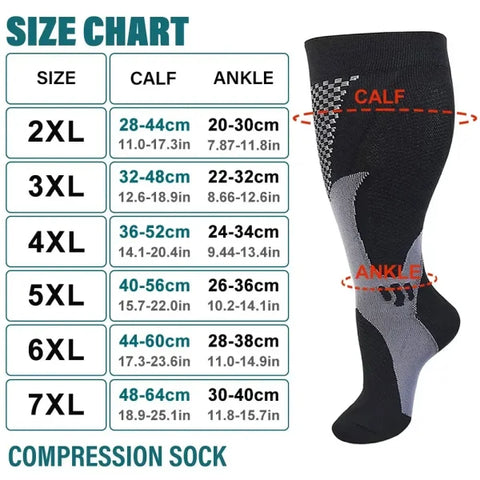 Plus Size Compression Socks 20-30mmHg – Wide Calf Support for Men & Women