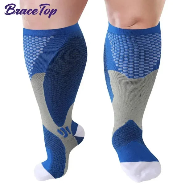 Plus Size Compression Socks 20-30mmHg – Wide Calf Support for Men & Women