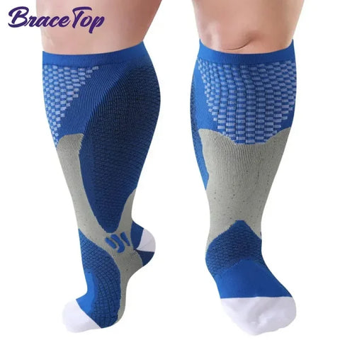 Plus Size Compression Socks 20-30mmHg – Wide Calf Support for Men & Women