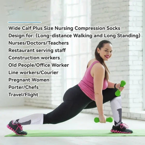Plus Size Compression Socks 20-30mmHg – Wide Calf Support for Men & Women