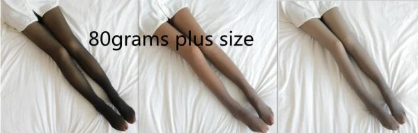 Pair of brown thigh-high stockings, ideal fleece lined tights for coffee skin or grey skin