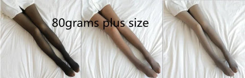 Pair of brown thigh-high stockings, ideal fleece lined tights for coffee skin or grey skin