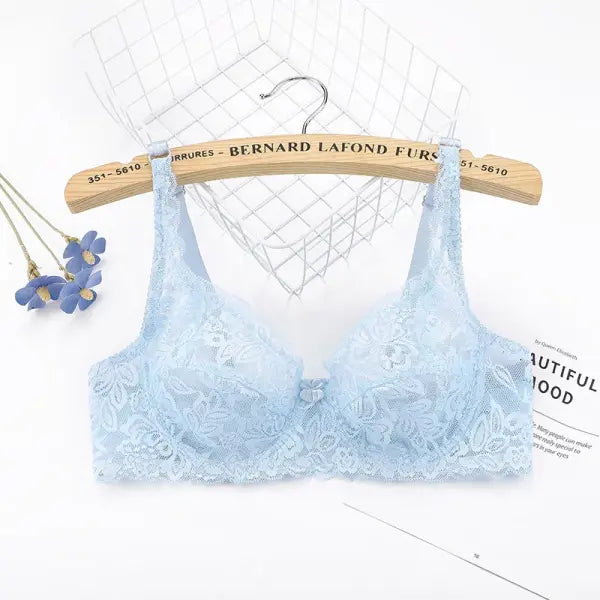 Plus Size Lace Push Up Bra Women Sexy Hollow Out Lingerie Lady Lace Transparent Underwear Female Embroidery Solid Bra