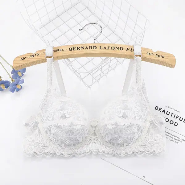 Plus Size Lace Push Up Bra Women Sexy Hollow Out Lingerie Lady Lace Transparent Underwear Female Embroidery Solid Bra