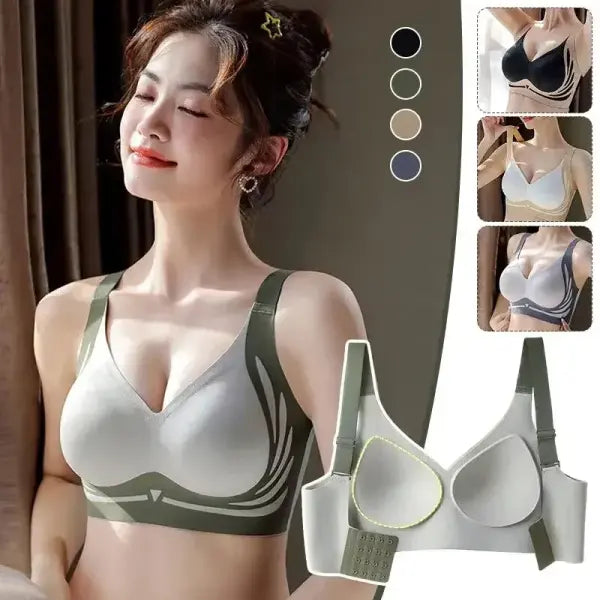Plus Size Super Gather Push Up Bras Women Soft Support Seamless Underwear Female Full Cup Lift-Up Bras Wireless Soft
