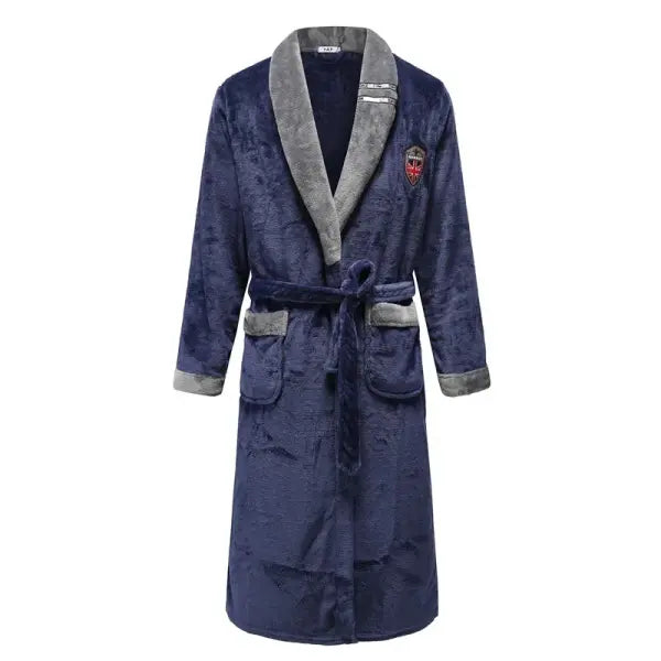 Men’s Plus Size Thick Flannel Robe – Luxury Coral Fleece Winter Bathrobe Extra Warm Kimono Lounge Gown Big & Tall Soft