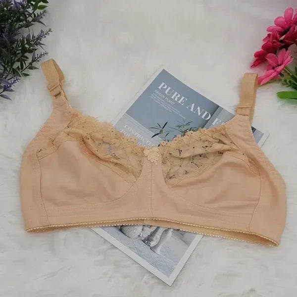 Plus Size Wire-Free Push-Up Bra – Unlined Sexy Lingerie for Women - khaki C31 / 100D