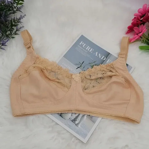 Plus Size Wire-Free Push-Up Bra – Unlined Sexy Lingerie for Women - khaki C31 / 100D