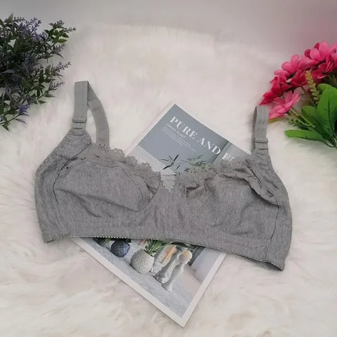 Plus Size Wire-Free Push-Up Bra – Unlined Sexy Lingerie for Women - gray C31 / 100D