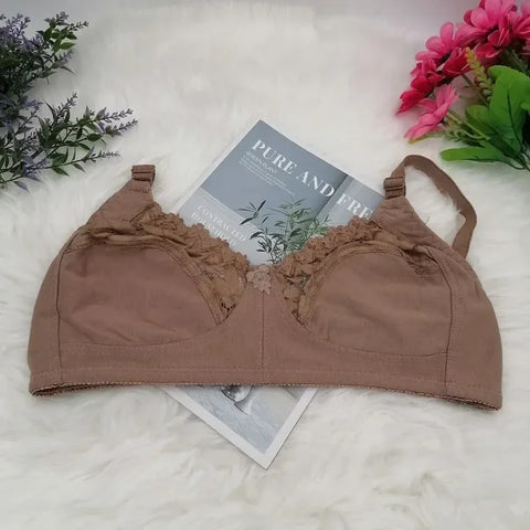 Plus Size Wire-Free Push-Up Bra – Unlined Sexy Lingerie for Women - brown C31 / 100D