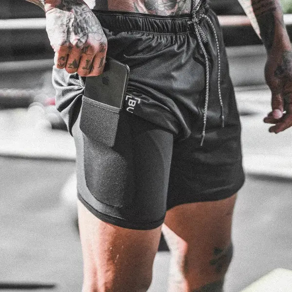 Pocket Compression Shorts for Active Moisture Wicking Comfort - Black black / 2XL
