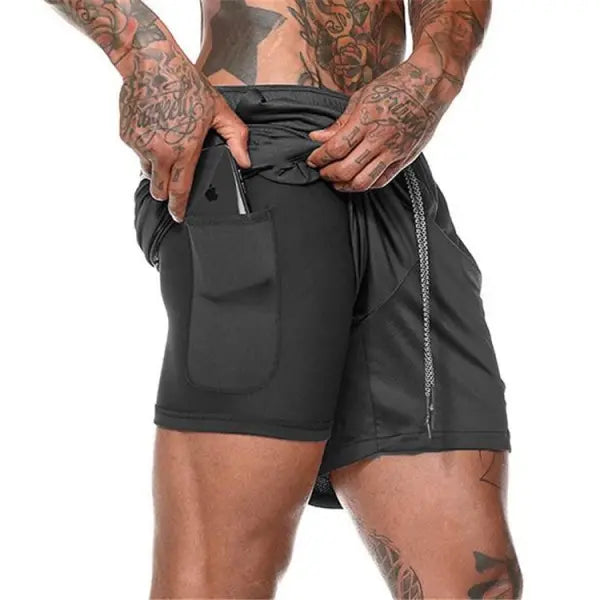 Pocket Compression Shorts for Active Moisture Wicking Comfort - black / L