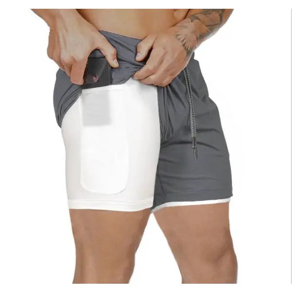 Pocket Compression Shorts for Active Moisture Wicking Comfort - gray / L