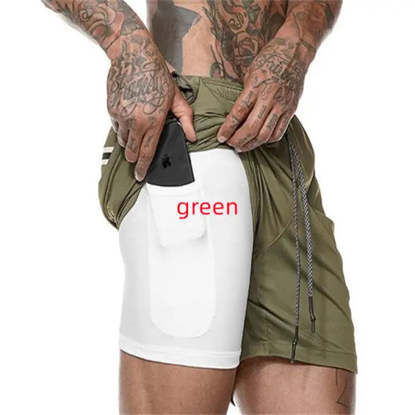 Pocket Compression Shorts for Active Moisture Wicking Comfort - Green / S