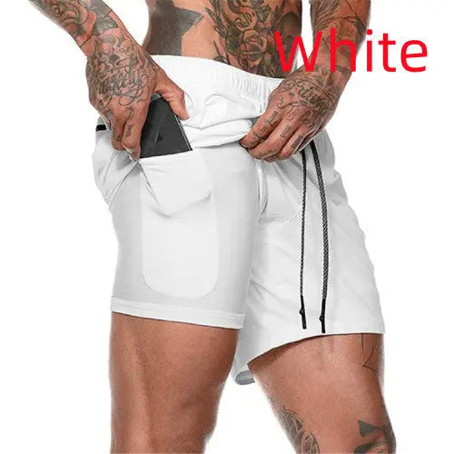 Pocket Compression Shorts for Active Moisture Wicking Comfort - White / S