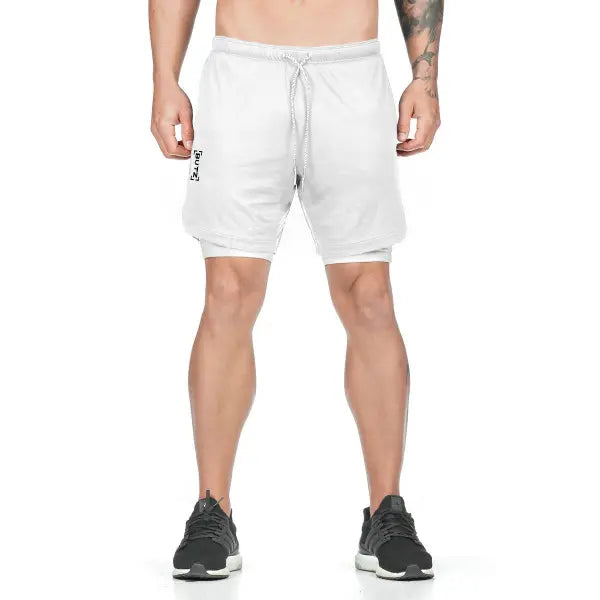 Pocket Compression Shorts for Active Moisture Wicking Comfort - White White / 2XL