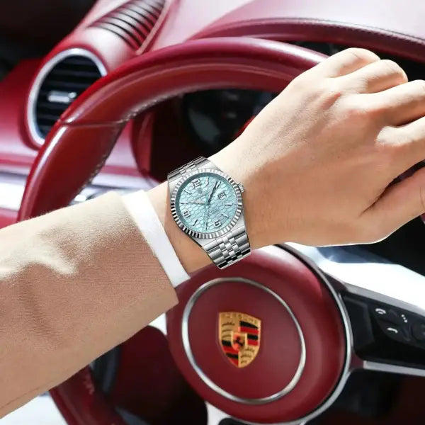 Waterproof Stainless Steel Quartz Watch with Arabic Numeral Markers