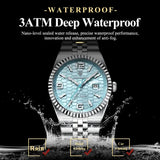 Waterproof Stainless Steel Quartz Watch with Arabic Numeral Markers
