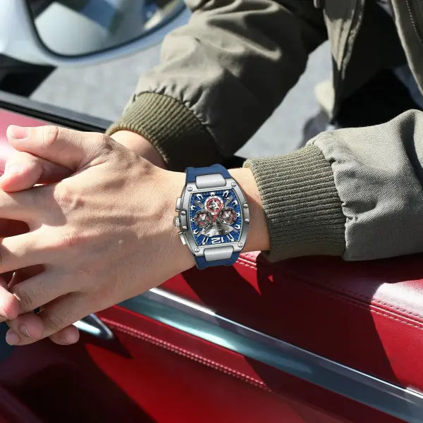 Poedagar luxury man quartz watch silicone material type waterproof chronograph