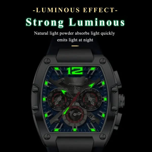 Poedagar luxury man quartz watch silicone material type waterproof chronograph