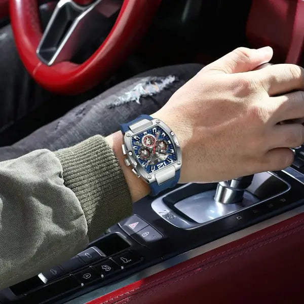 Poedagar luxury man quartz watch silicone material type waterproof chronograph