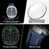 Poedagar luxury man quartz watch silicone material type waterproof chronograph