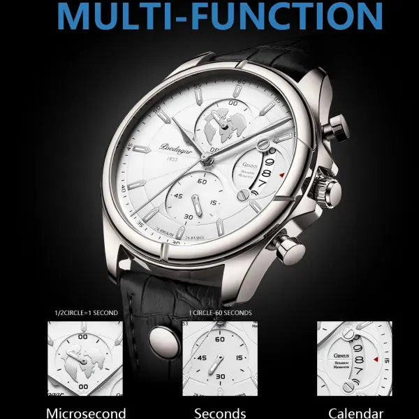 Poedagar luxury man wristwatch chronograph date leather casual quartz watch