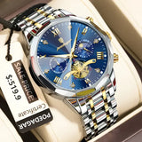 POEDAGAR Luxury Men Roman Numeral Watch with Hidden Clasp