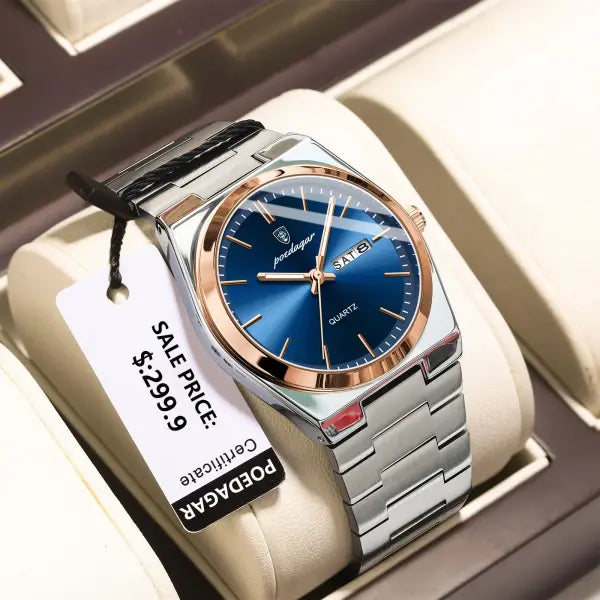 Men watch stainless steel casual fashion waterproof luminous - 930 Rose Gold Blue