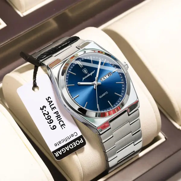 Men watch stainless steel casual fashion waterproof luminous - 930 Silver Blue