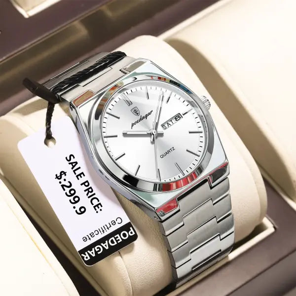 Men watch stainless steel casual fashion waterproof luminous - 930 Silver White
