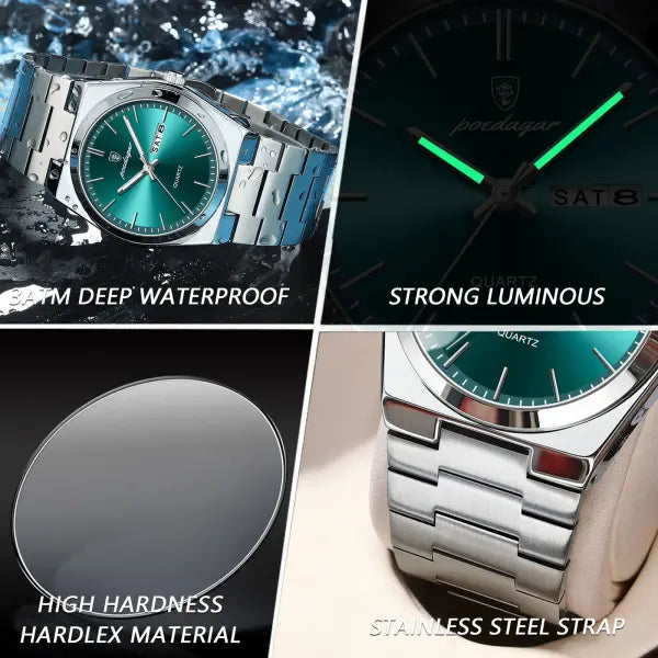 Men watch stainless steel casual fashion waterproof luminous