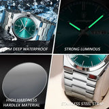Men watch stainless steel casual fashion waterproof luminous