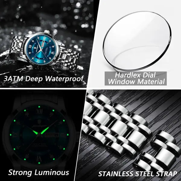 Poedagar Luxury Trendy Man Wristwatch Waterproof Stainless Steel Date
