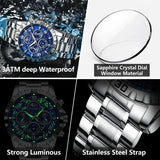 Poedagar luxury stainless steel chronograph watch for sports style