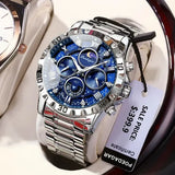 Poedagar luxury stainless steel chronograph watch for sports style