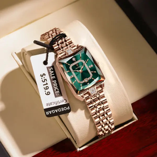 Stainless steel quartz women watch elegant waterproof calendar