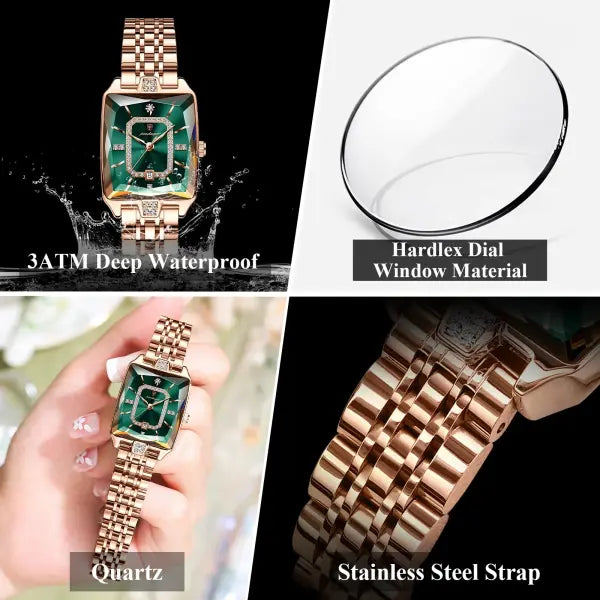 Stainless steel quartz women watch elegant waterproof calendar