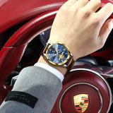 Luminous Chronograph Quartz Watch Leather Band for Water Sports