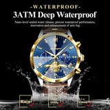 Luminous Chronograph Quartz Watch Leather Band for Water Sports
