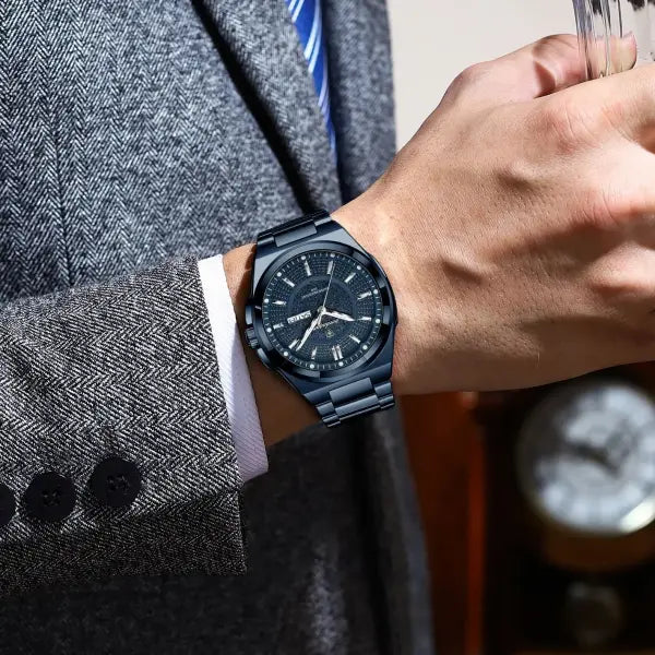 Poedagar Sport Quartz Wristwatch Stainless Steel Waterproof Luminous Hands