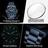Poedagar Sport Quartz Wristwatch Stainless Steel Waterproof Luminous Hands
