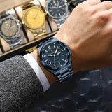 Poedagar Sport Quartz Wristwatch Stainless Steel Waterproof Luminous Hands