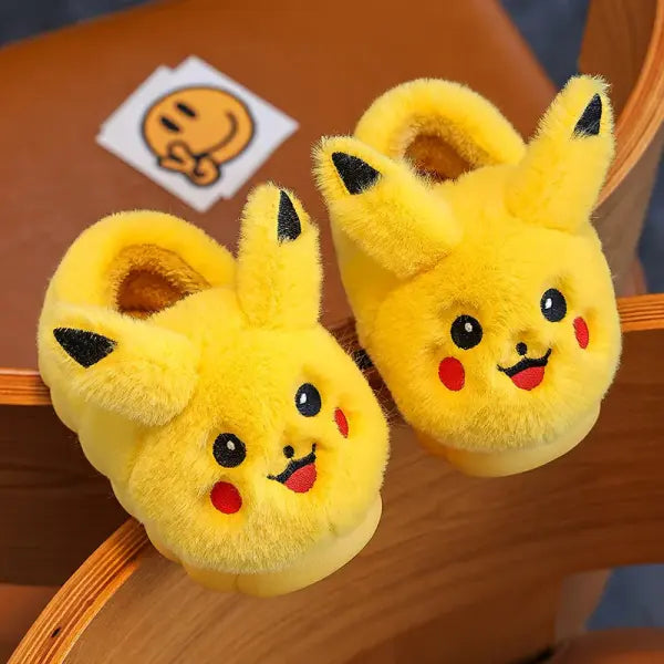 Pokemon Pikachu Kids Slippers – Soft Plush Non-Slip Warm Indoor Shoes for Autumn/Winter - A / 30-31