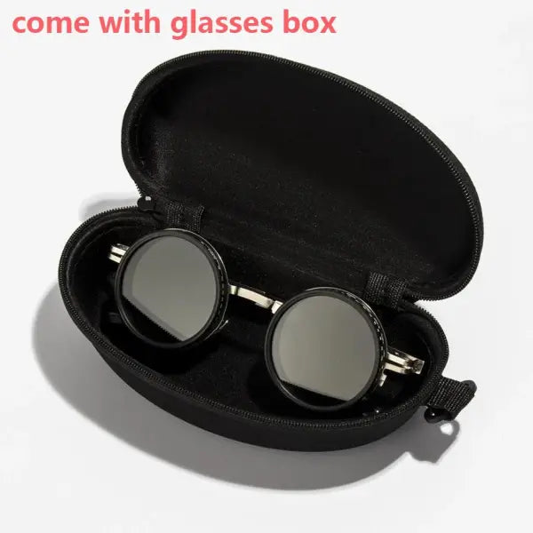 Ah-Mee Polarized Round Sunglasses with Polycarbonate Lenses - silver with box z06