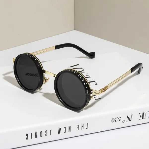 Ah-Mee Polarized Round Sunglasses with Polycarbonate Lenses - gold black