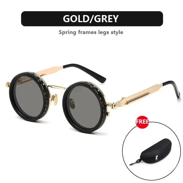 Ah-Mee Polarized Round Sunglasses with Polycarbonate Lenses - gold spring frame