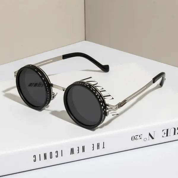 Ah-Mee Polarized Round Sunglasses with Polycarbonate Lenses - silver black