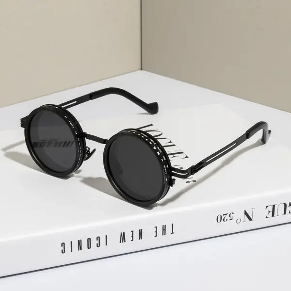 Ah-Mee Polarized Round Sunglasses with Polycarbonate Lenses - black black
