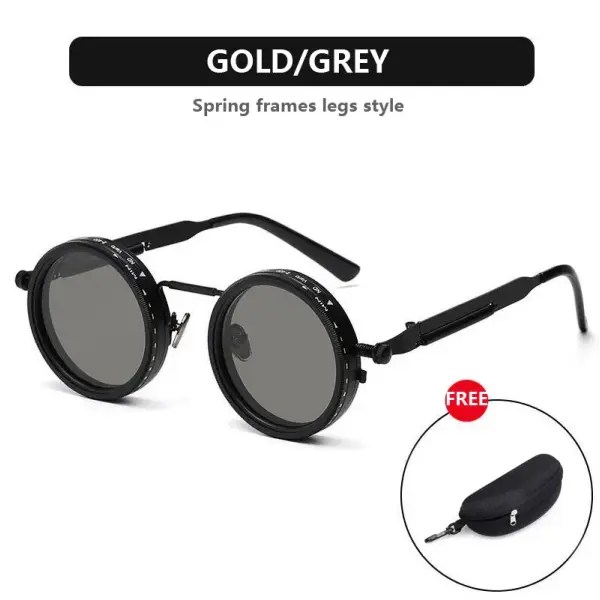 Ah-Mee Polarized Round Sunglasses with Polycarbonate Lenses - black spring frame